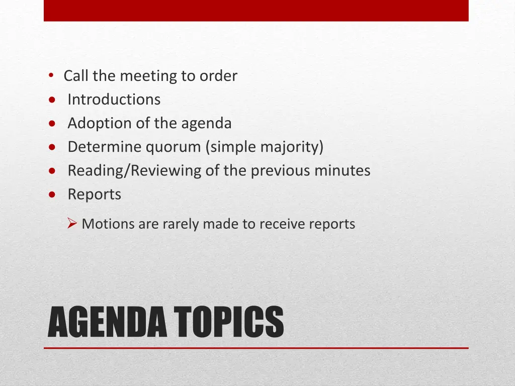 call the meeting to order introductions adoption