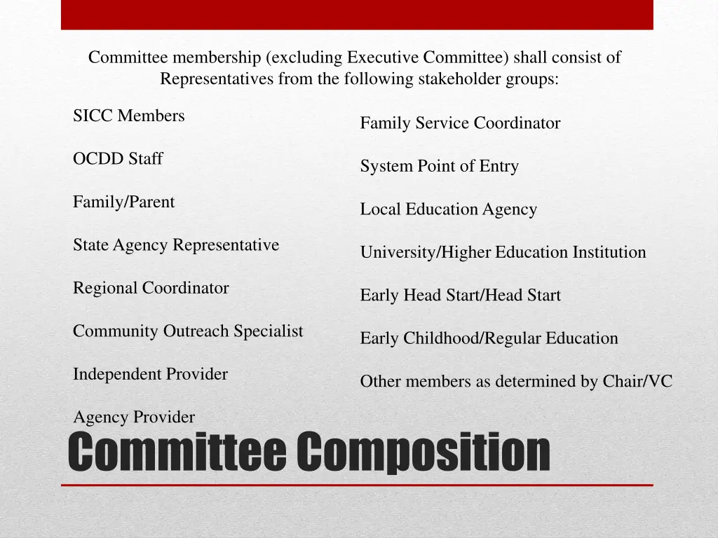 committee membership excluding executive