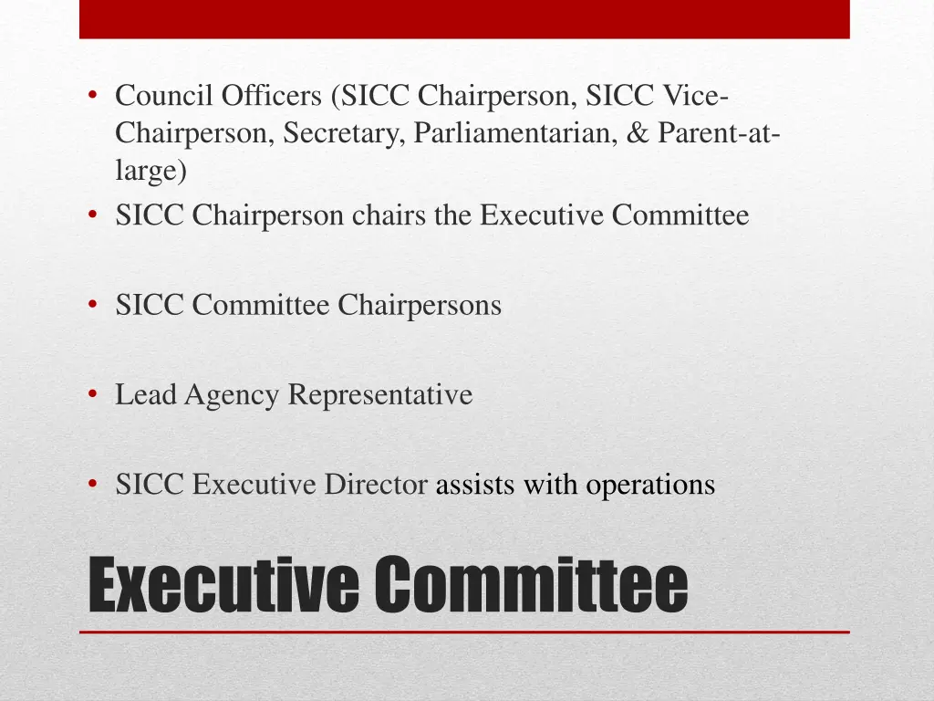 council officers sicc chairperson sicc vice