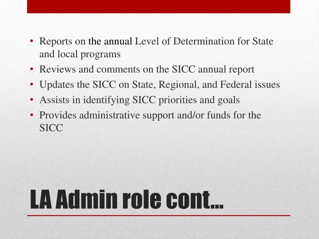 reports on the annual level of determination