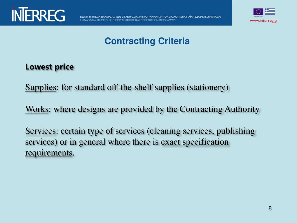 contracting criteria 1