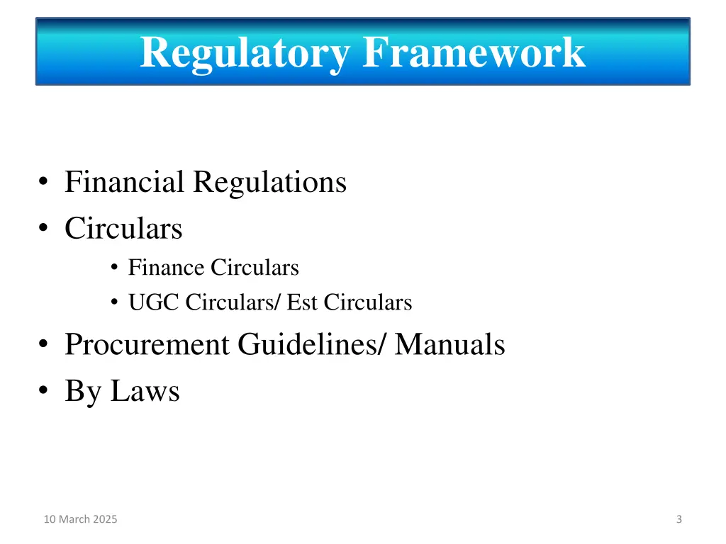 regulatory framework