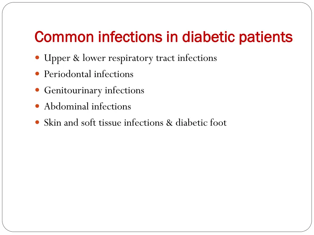 common infections in diabetic patients common
