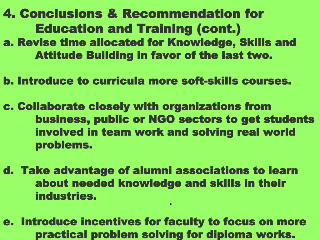 4 conclusions recommendation for 4 conclusions 1