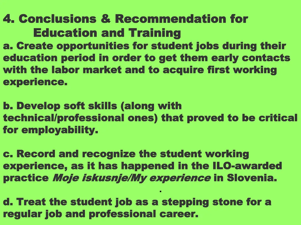 4 conclusions recommendation for 4 conclusions