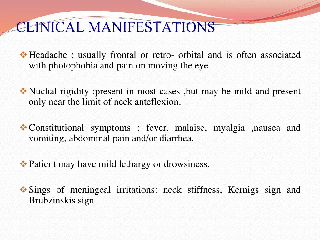 clinical manifestations