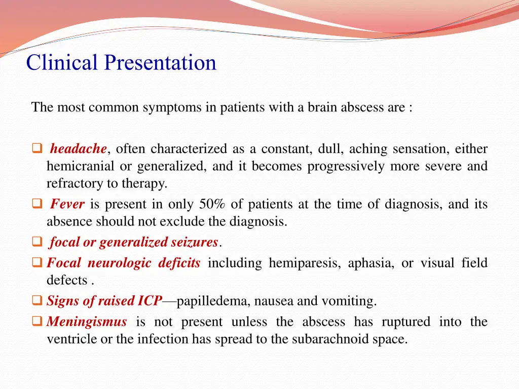 clinical presentation