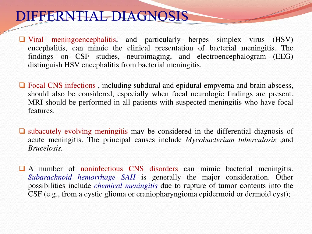 differntial diagnosis