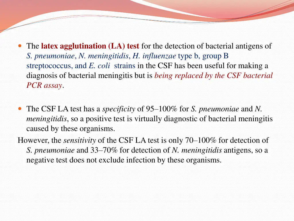 the latex agglutination la test for the detection