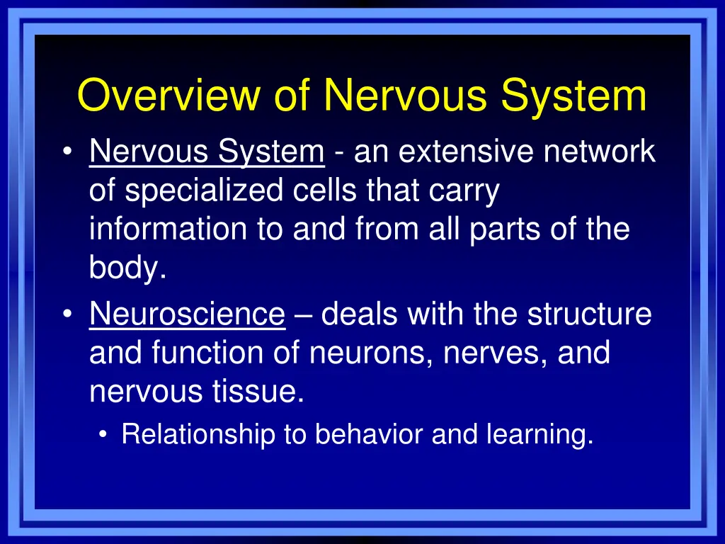 overview of nervous system nervous system