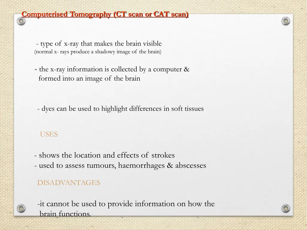 computerised tomography ct scan or cat scan