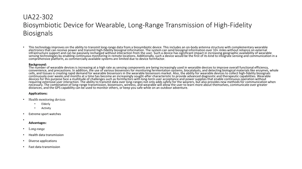 ua22 302 biosymbiotic device for wearable long