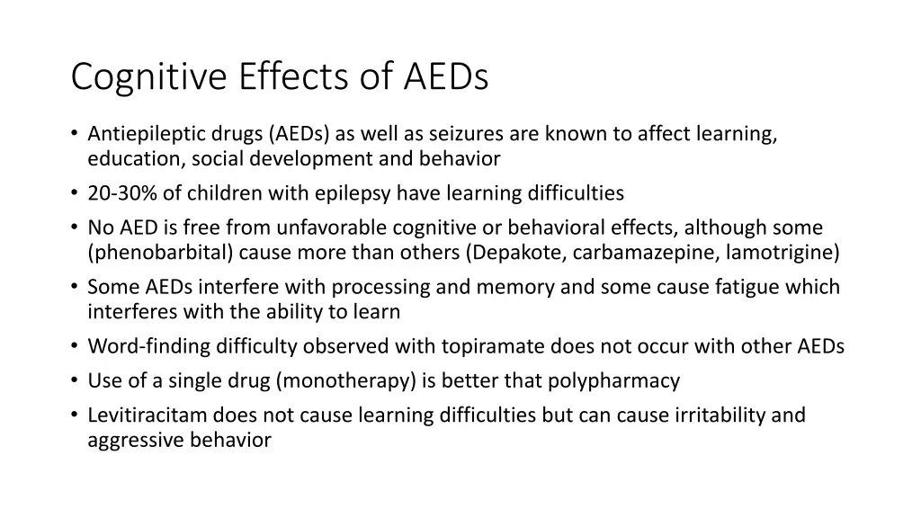 cognitive effects of aeds