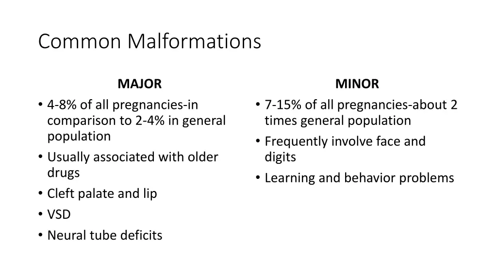 common malformations