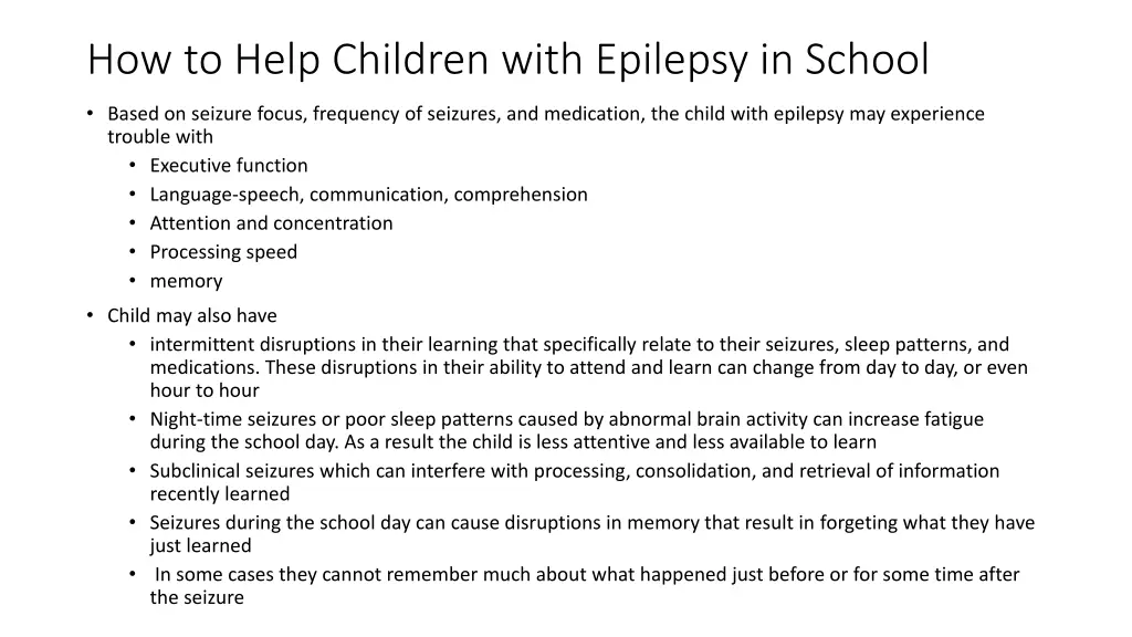how to help children with epilepsy in school