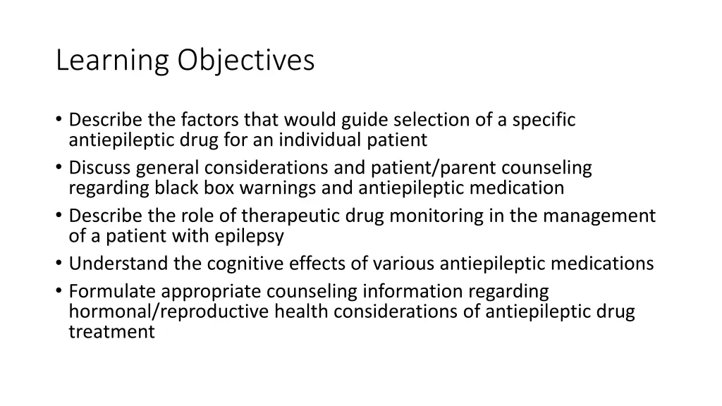 learning objectives
