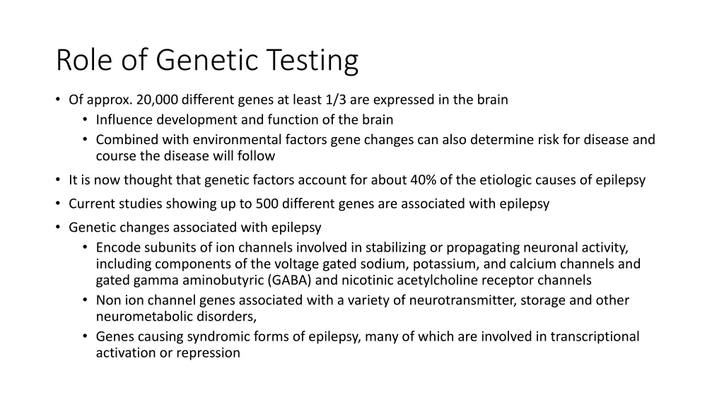 role of genetic testing