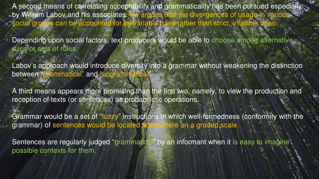 a second means of correlating acceptability