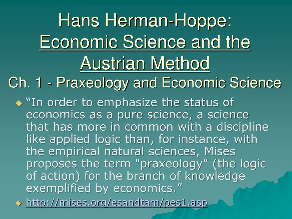 hans herman hoppe economic science