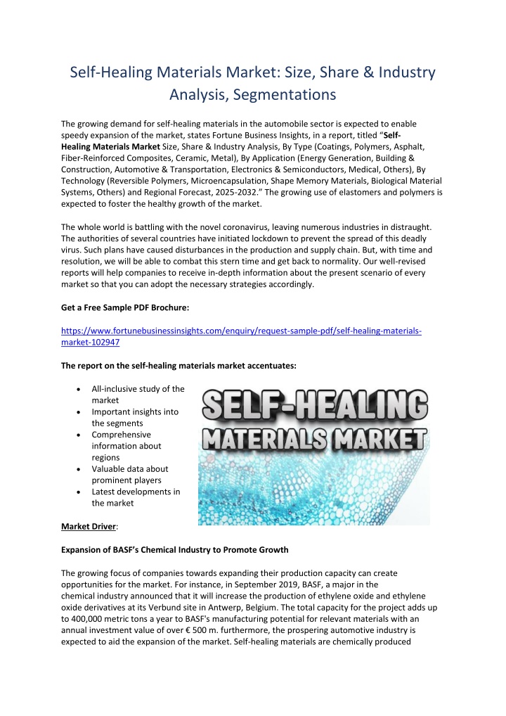 self healing materials market size share industry