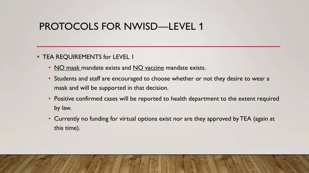 protocols for nwisd level 1 1