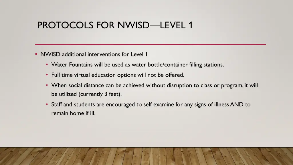 protocols for nwisd level 1 3