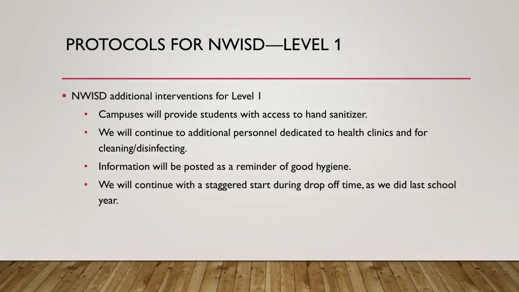 protocols for nwisd level 1 4