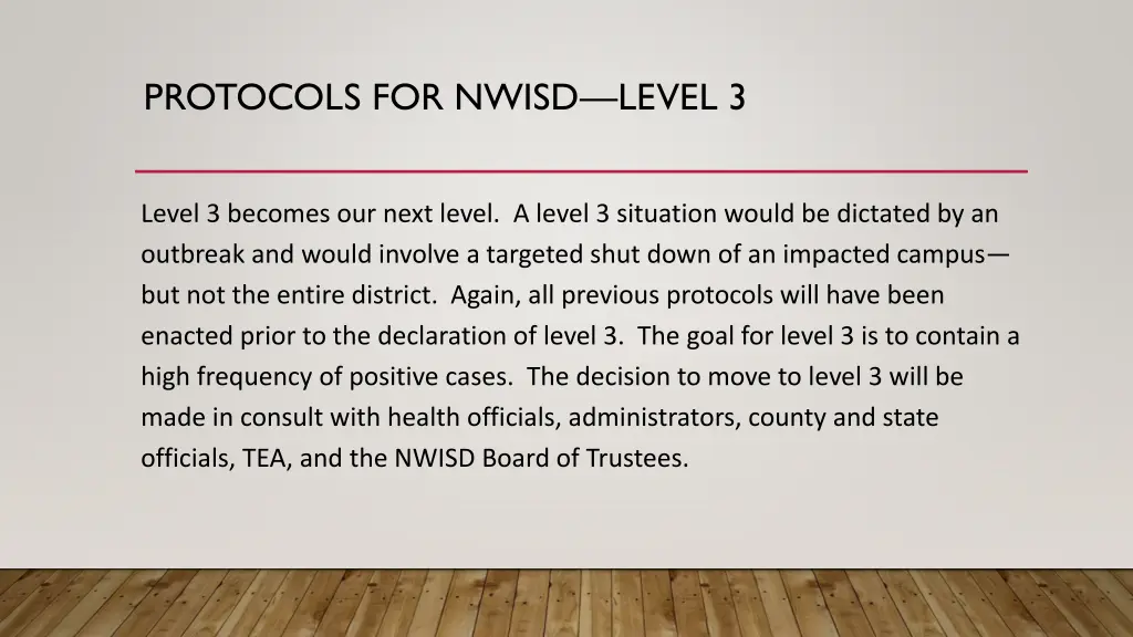 protocols for nwisd level 3