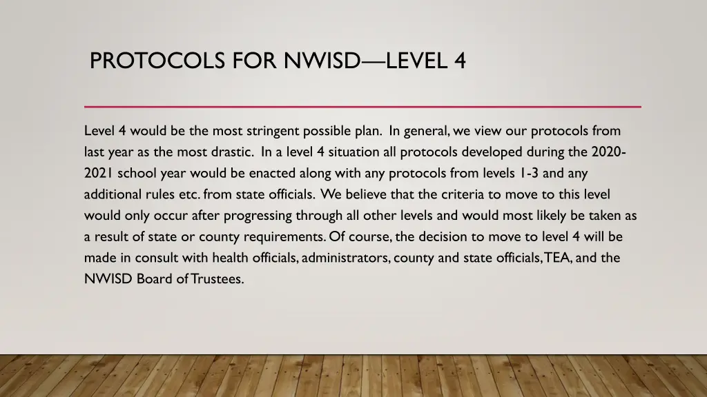 protocols for nwisd level 4
