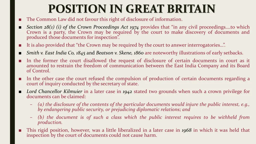 position in great britain the common