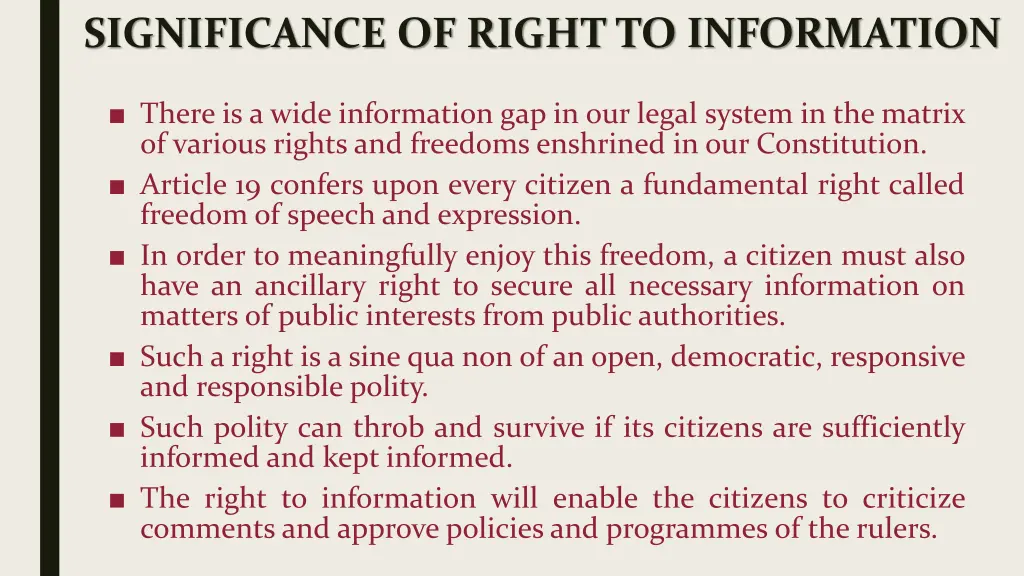 significance of right to information