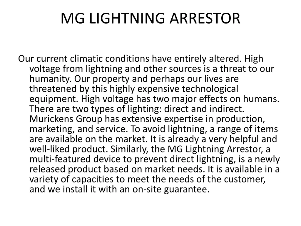 mg lightning arrestor