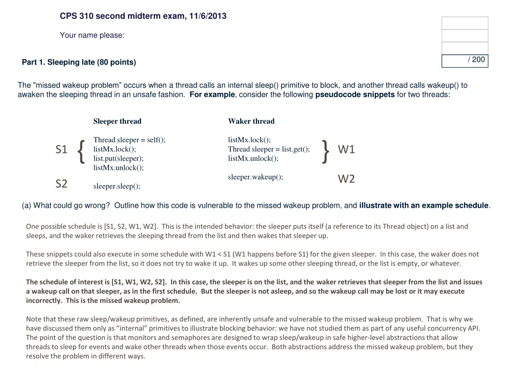 cps 310 second midterm exam 11 6 2013