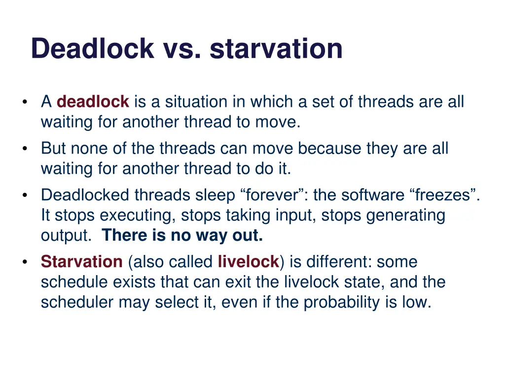 deadlock vs starvation