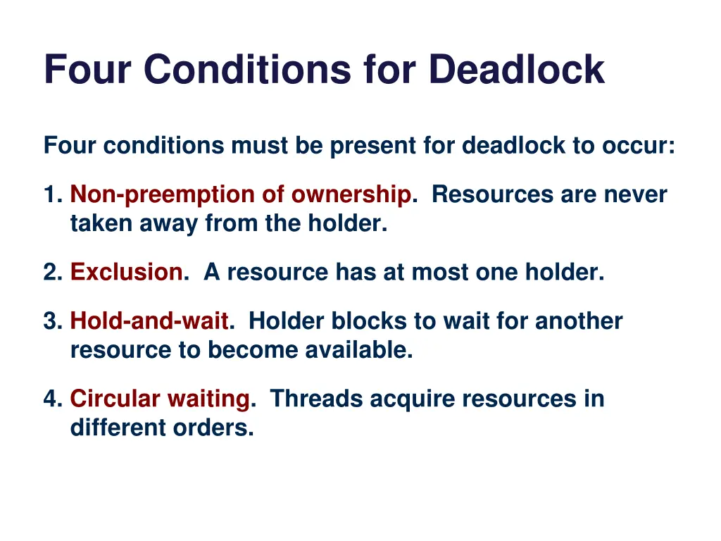 four conditions for deadlock