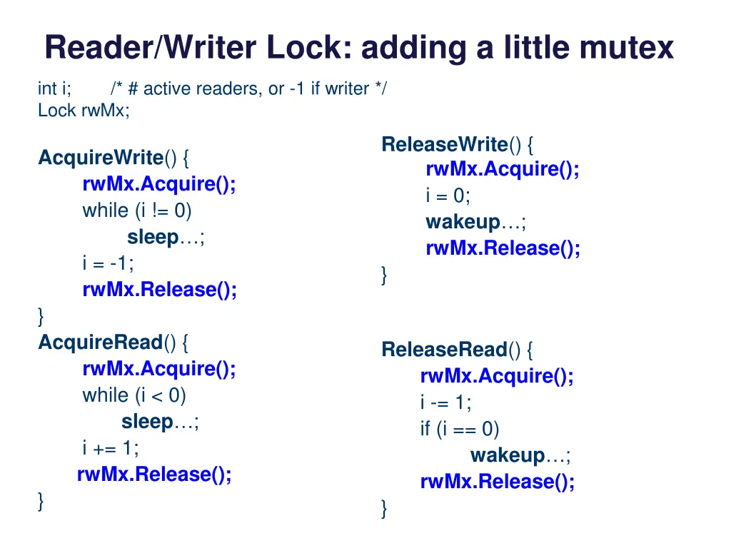 reader writer lock adding a little mutex