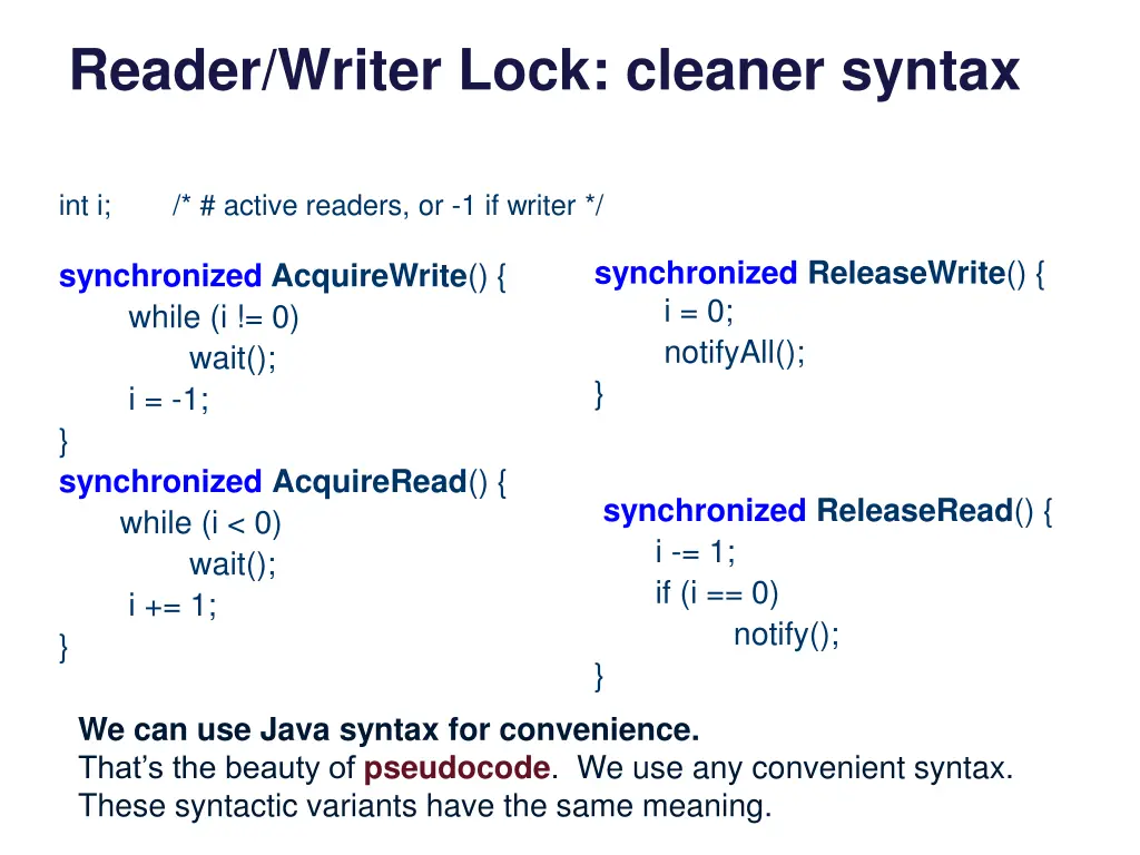 reader writer lock cleaner syntax