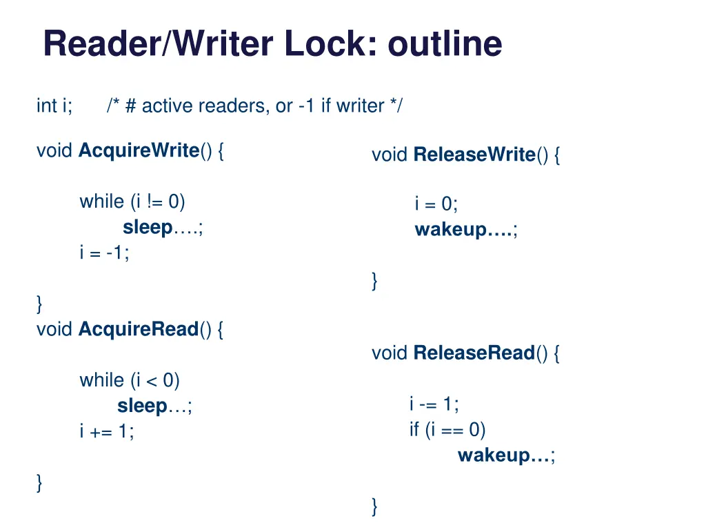 reader writer lock outline