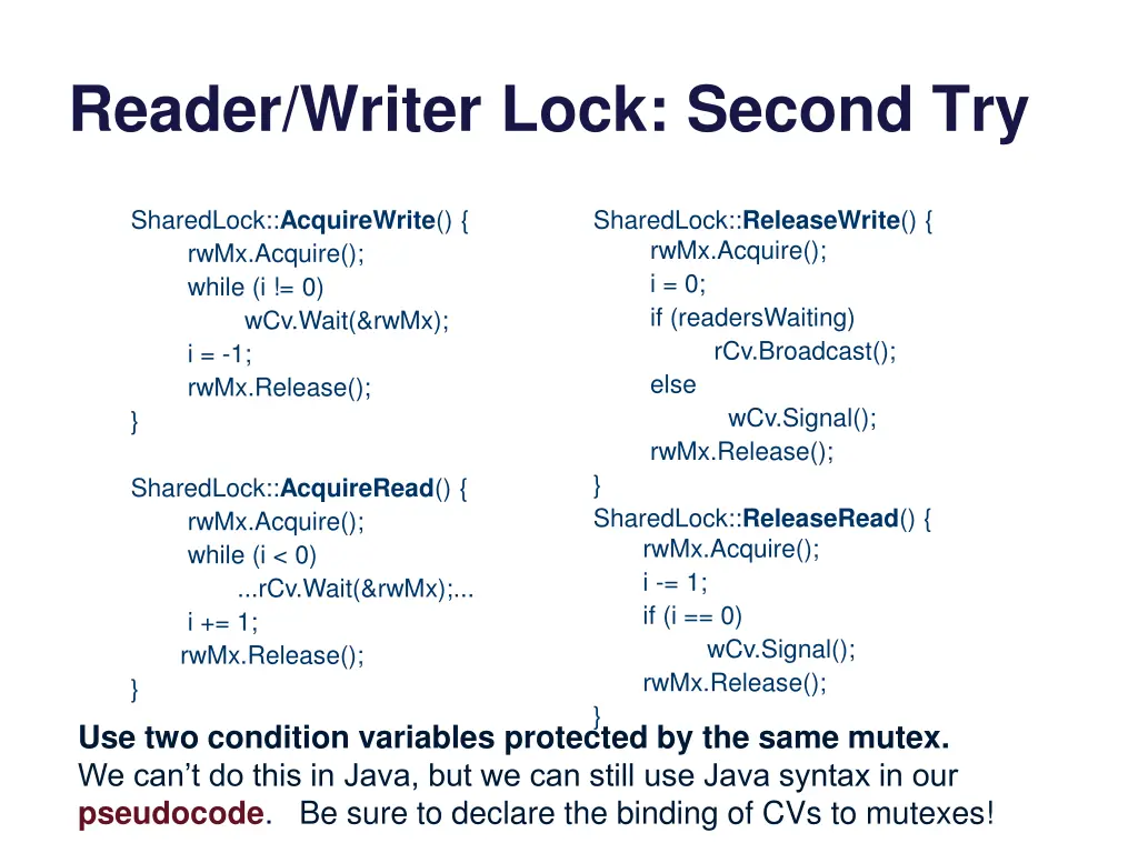reader writer lock second try