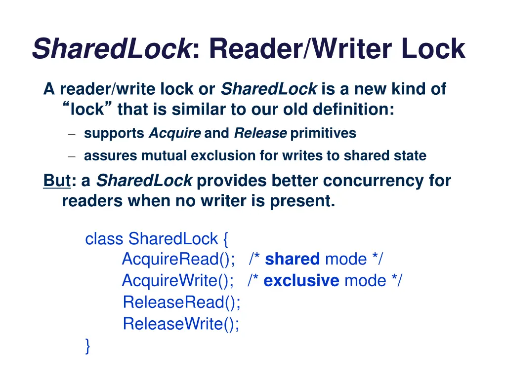 sharedlock reader writer lock