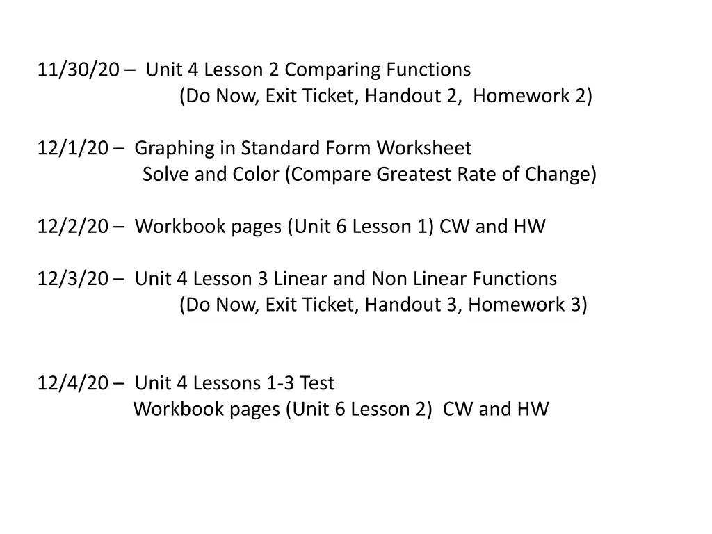 11 30 20 unit 4 lesson 2 comparing functions