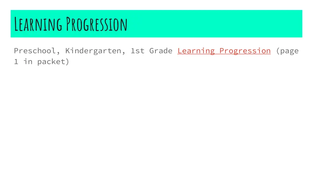 learning progression