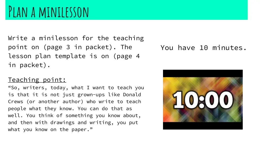 plan a minilesson