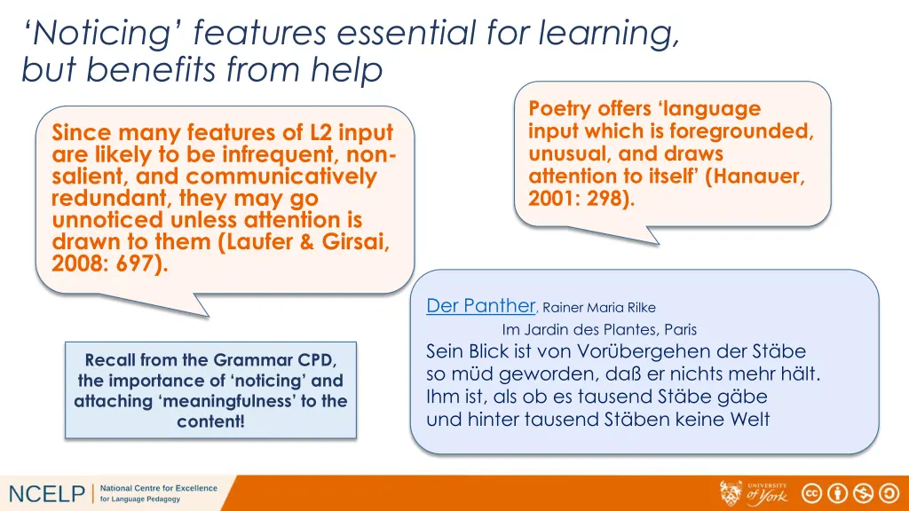 noticing features essential for learning