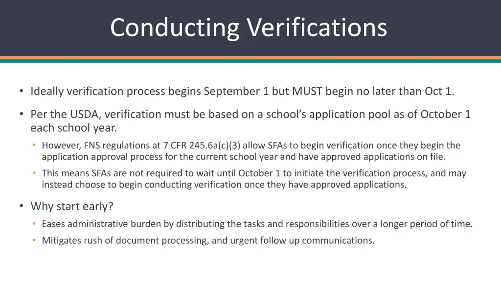 conducting verifications 1