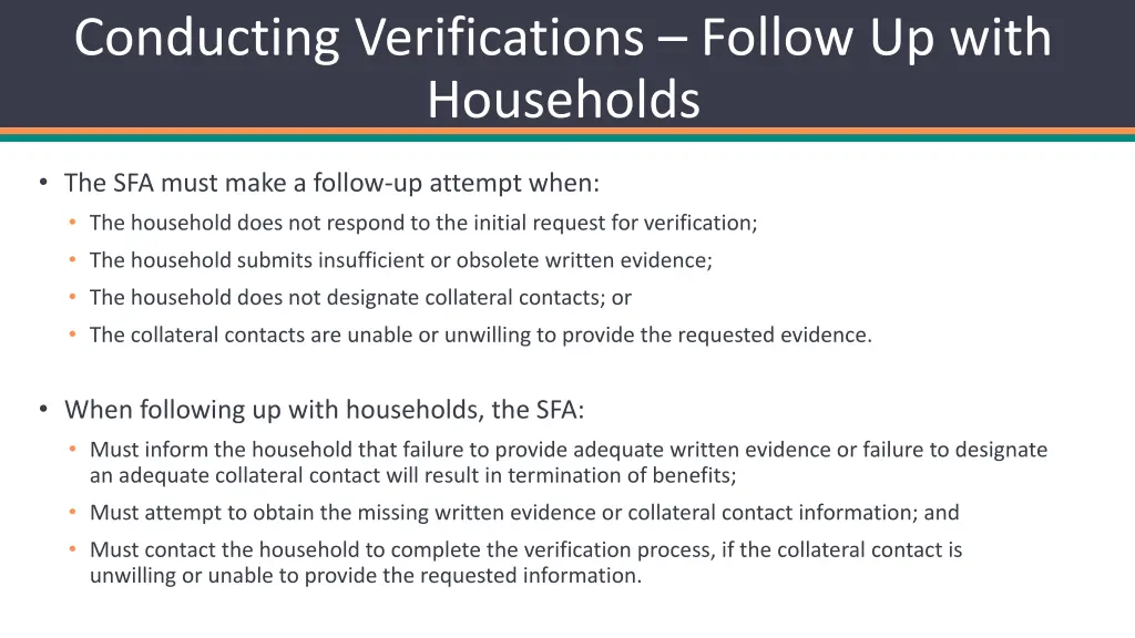 conducting verifications follow up with households 1