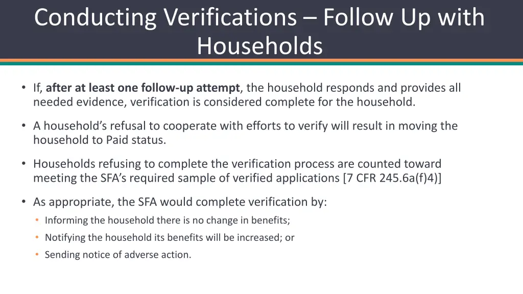conducting verifications follow up with households 2