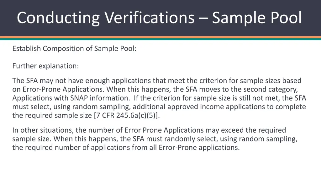 conducting verifications sample pool 2