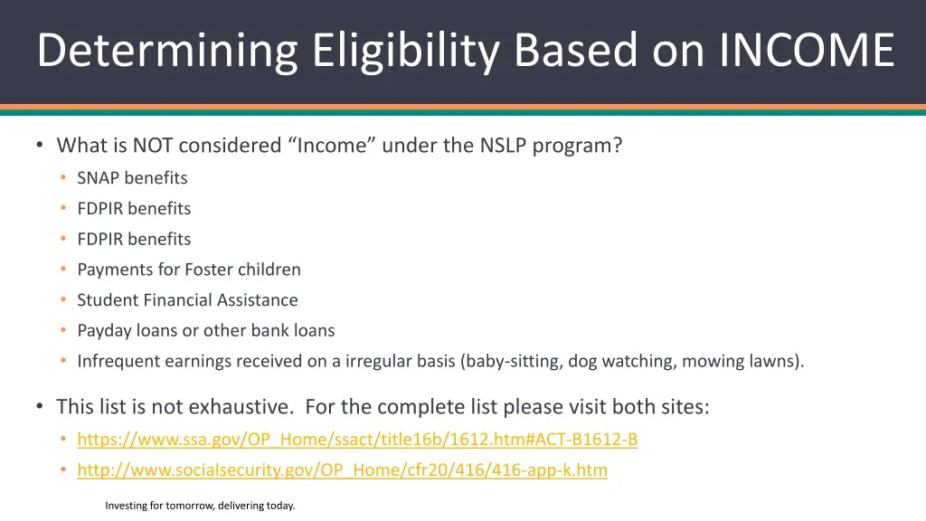 determining eligibility based on income 2