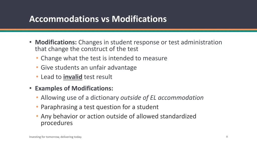 accommodations vs modifications